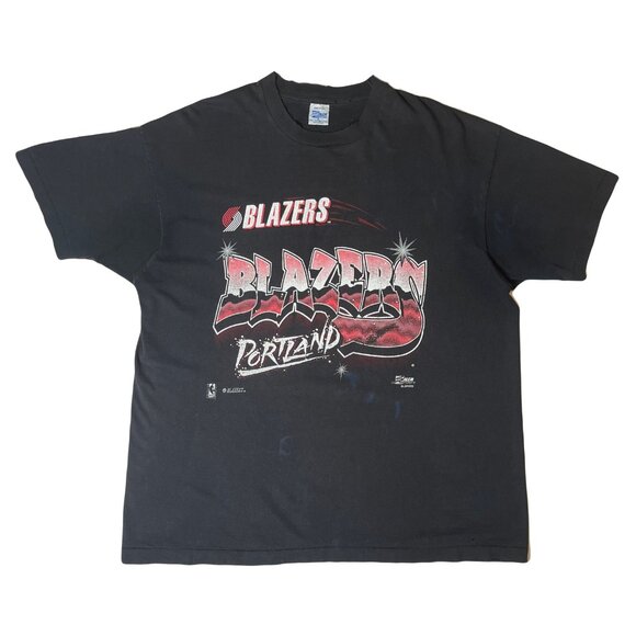 90s Salem Sportswear Portland Blazers Graffiti Tee XL - Picture 1 of 9